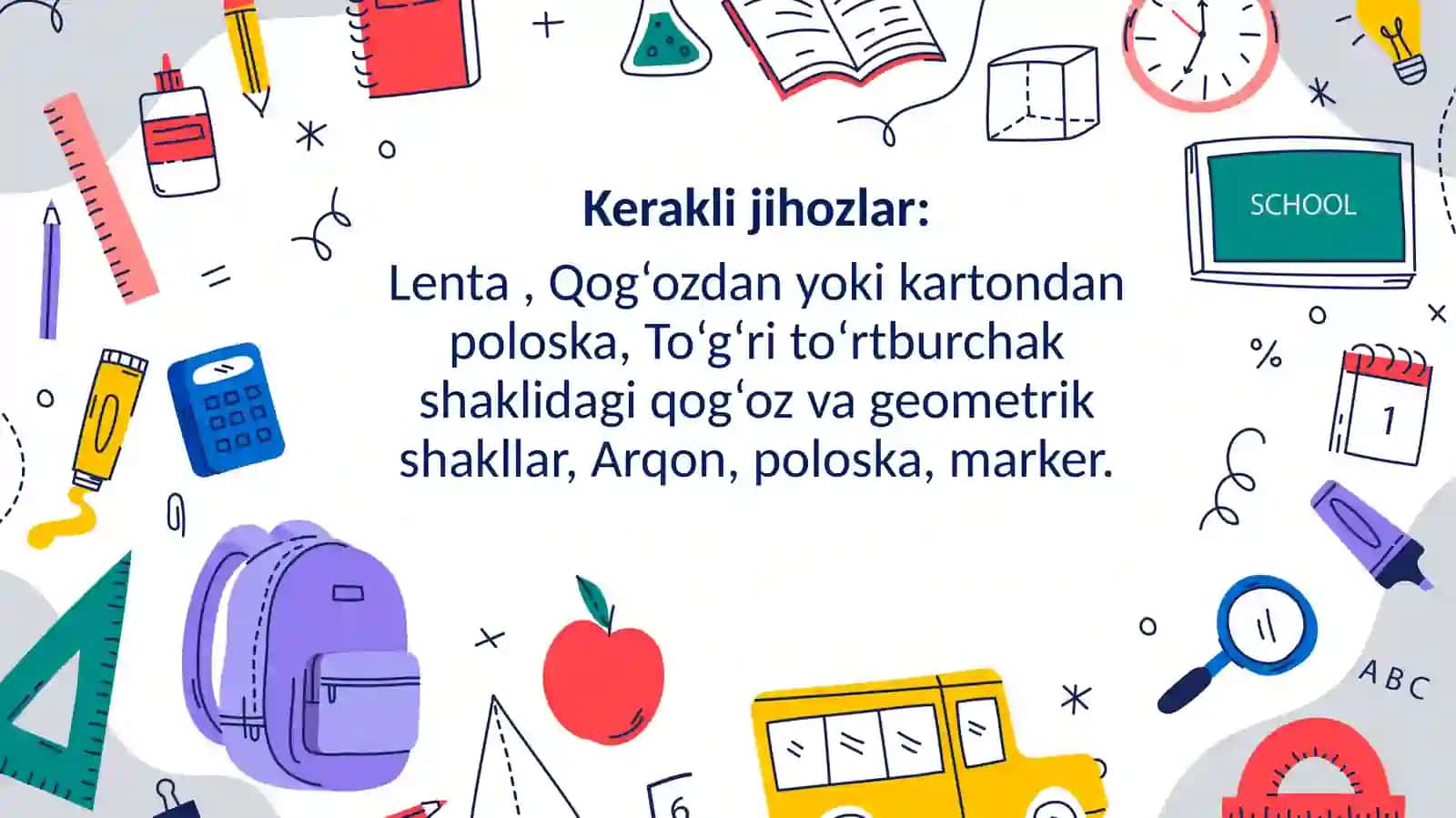 SHartli o‘lchov yordamida narsalarning bo‘yini va enini o‘lchashni o‘rgatishni davom ettirish. boyicha dars ishlanma slaydi 4