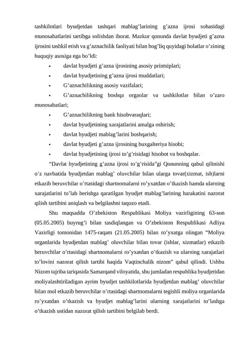 BYUDJET TIZIMI BYUDJETLARI G'AZNA IJROSINING ME'YORIY-HUQUQIY TA'MINOTI 4