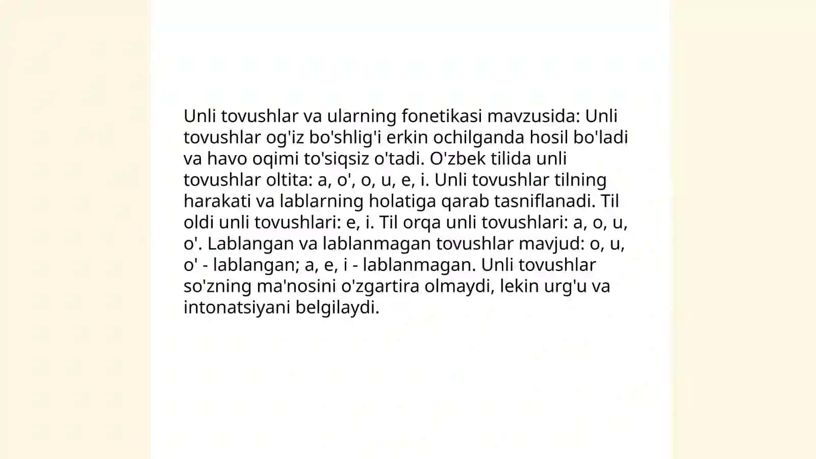 Unli tovushlar 4