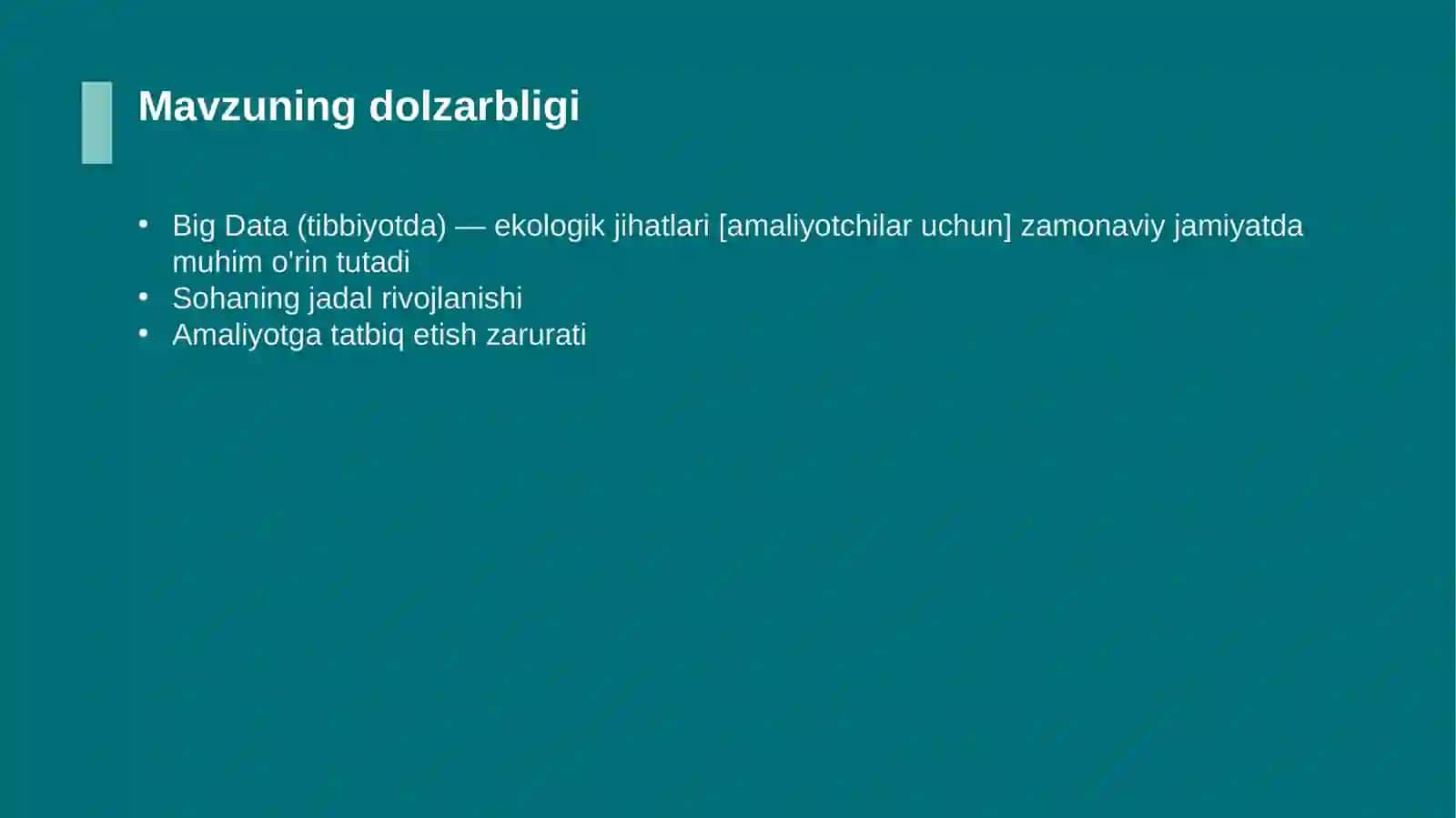 Big Data (tibbiyotda) — ekologik jihatlari [amaliyotchilar uchun] 4