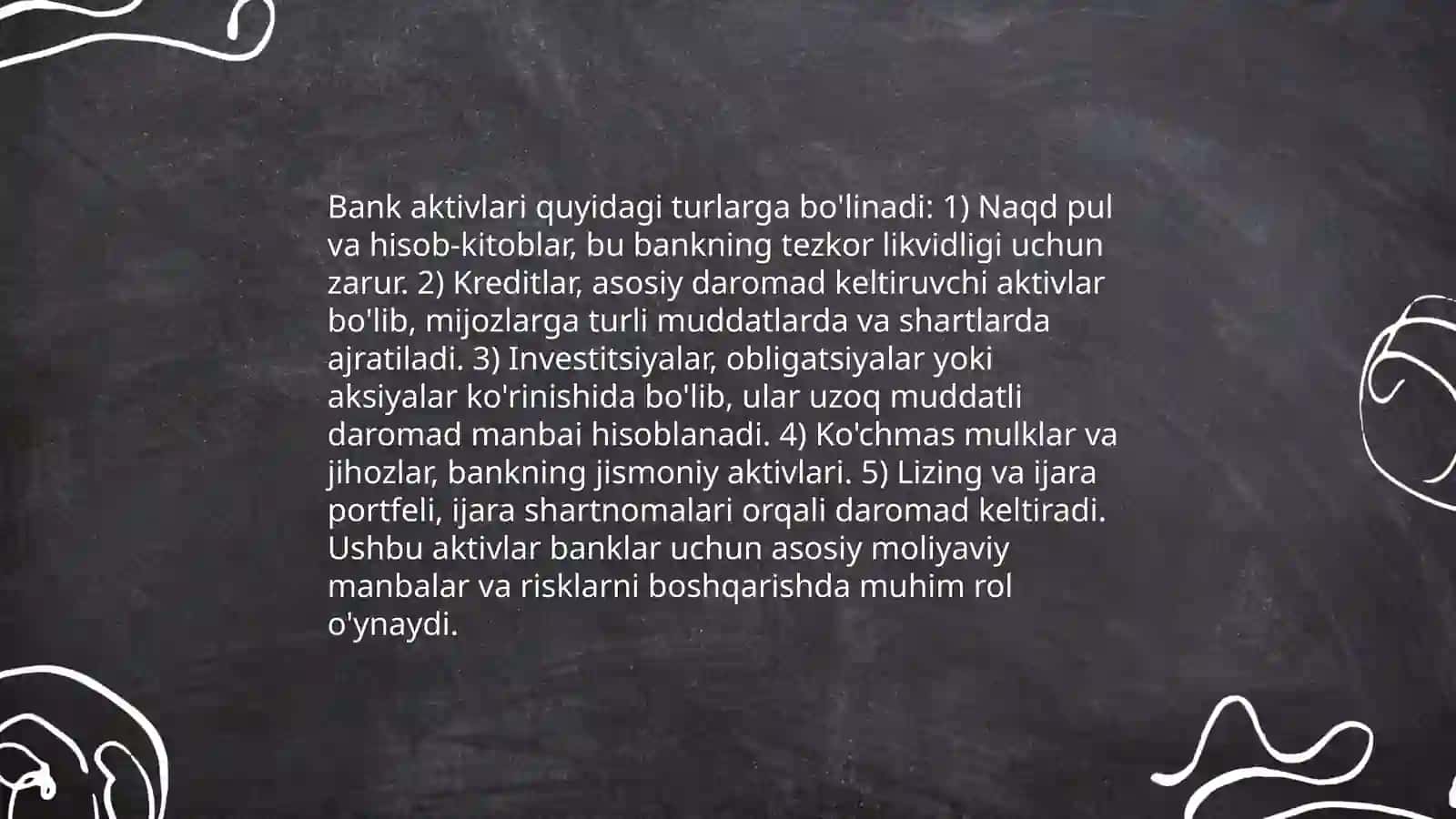 Tijorat banklari aktivlari tarkibi va ularning joylashishi 4