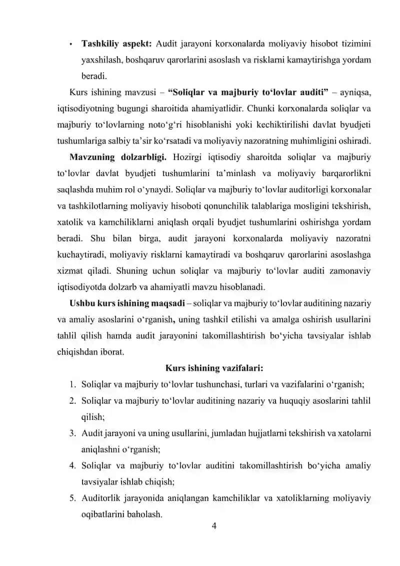 SOLIQLAR VA MAJBURIY TO'LOVLAR AUDITI 4