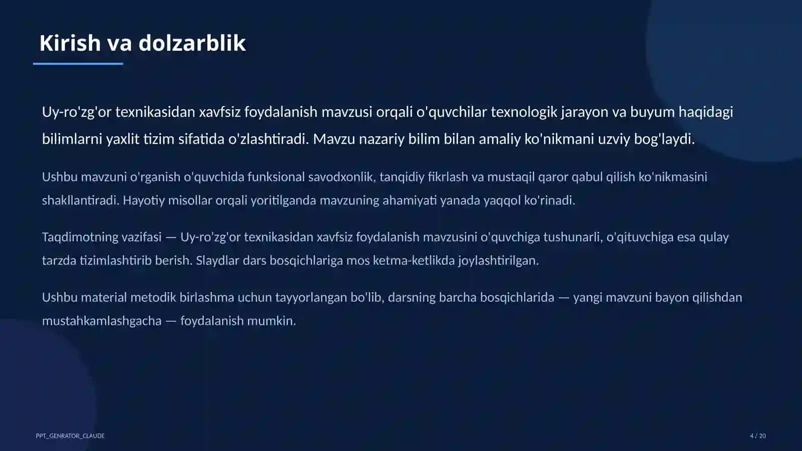 Uy-ro'zg'or texnikasidan xavfsiz foydalanish (7-sinf) 4
