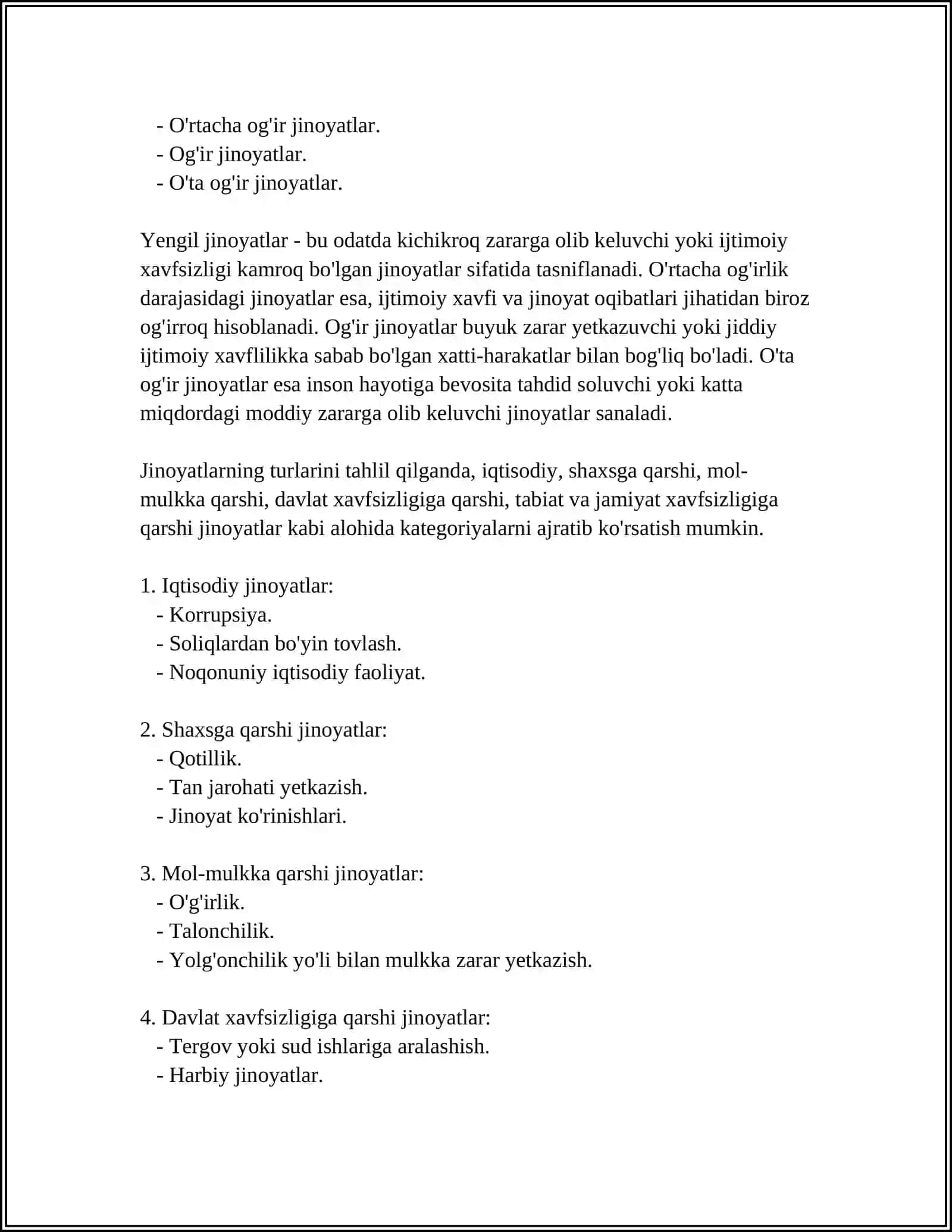 JINOYAT TUSHUNCHASI VA TURLARI 4