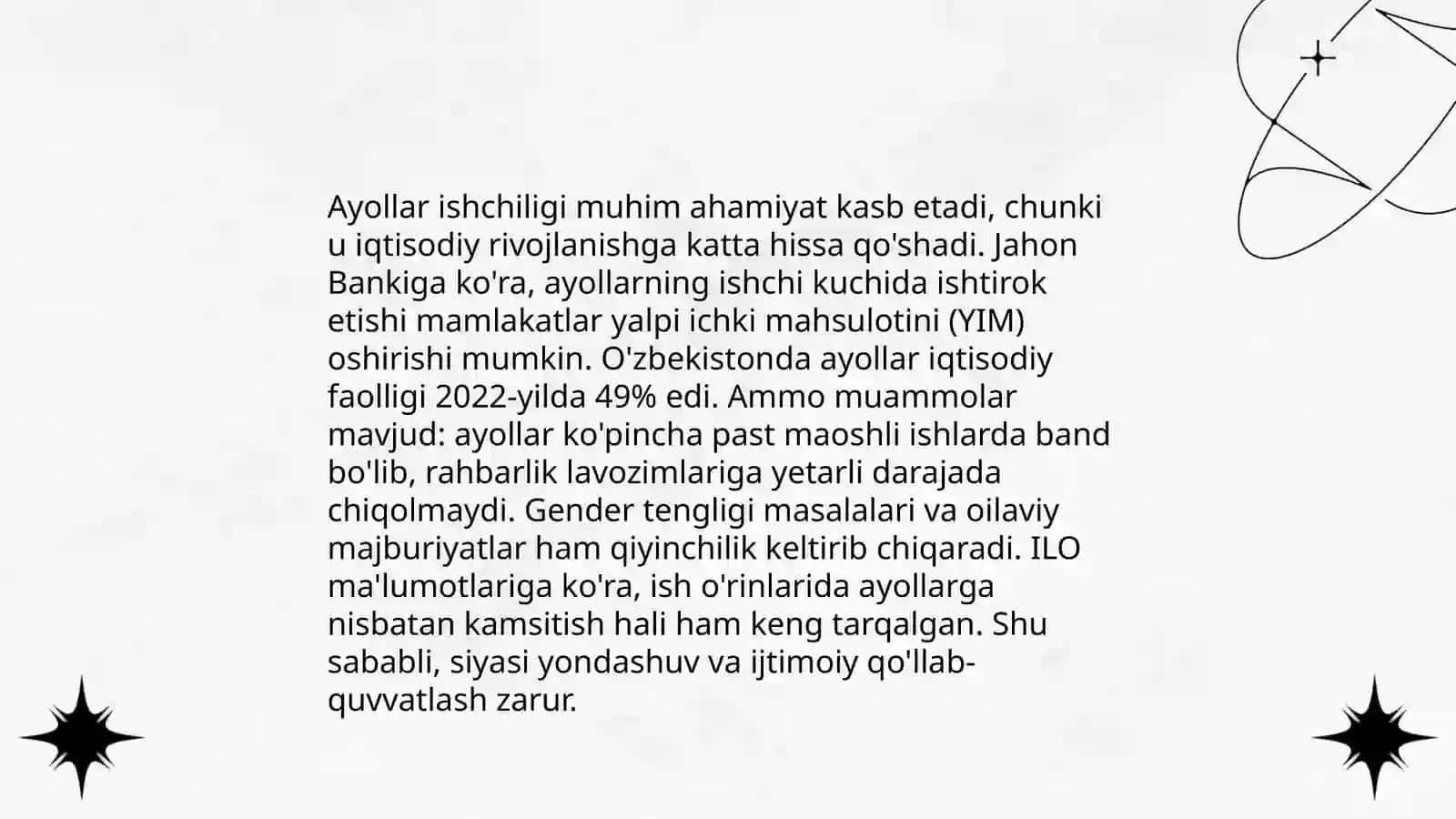 Gender tenglik masalasi. Muammolar va yechim 4