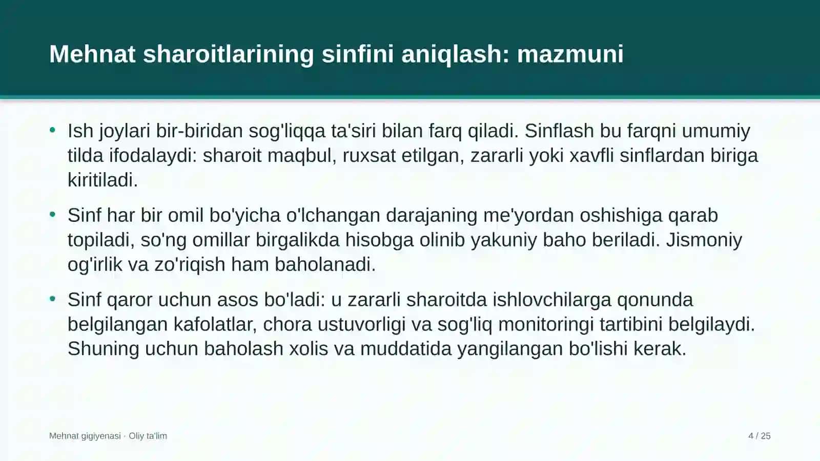 maktabgacha ta'lim tashkilotlarida mehnat sharoitlarining sinfini aniqlash 7644 4
