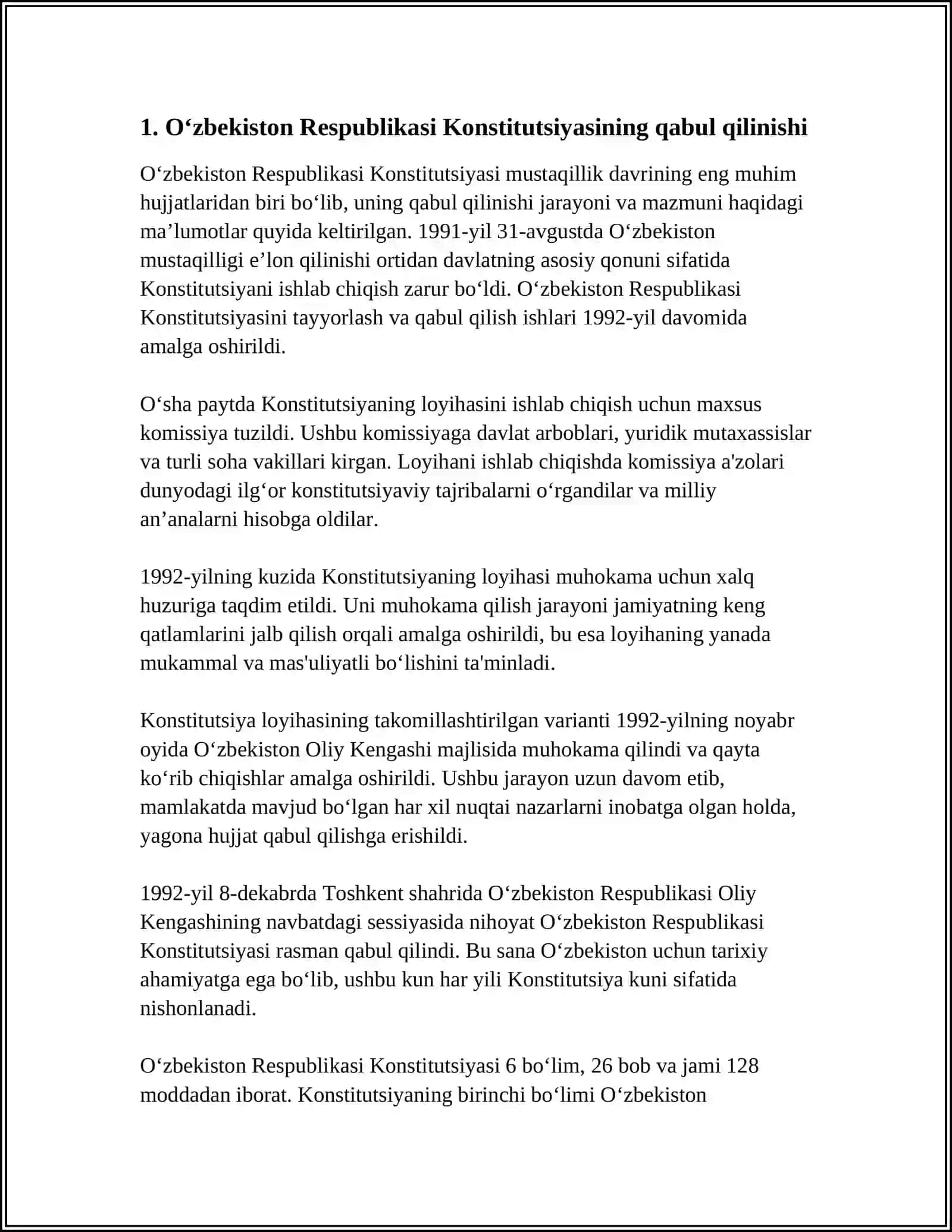 OʻZBEKISTON RESPUBLIKASI KONSTITUTSIYASINING YARATILISHI VA TAKOMILLASHUVI 4