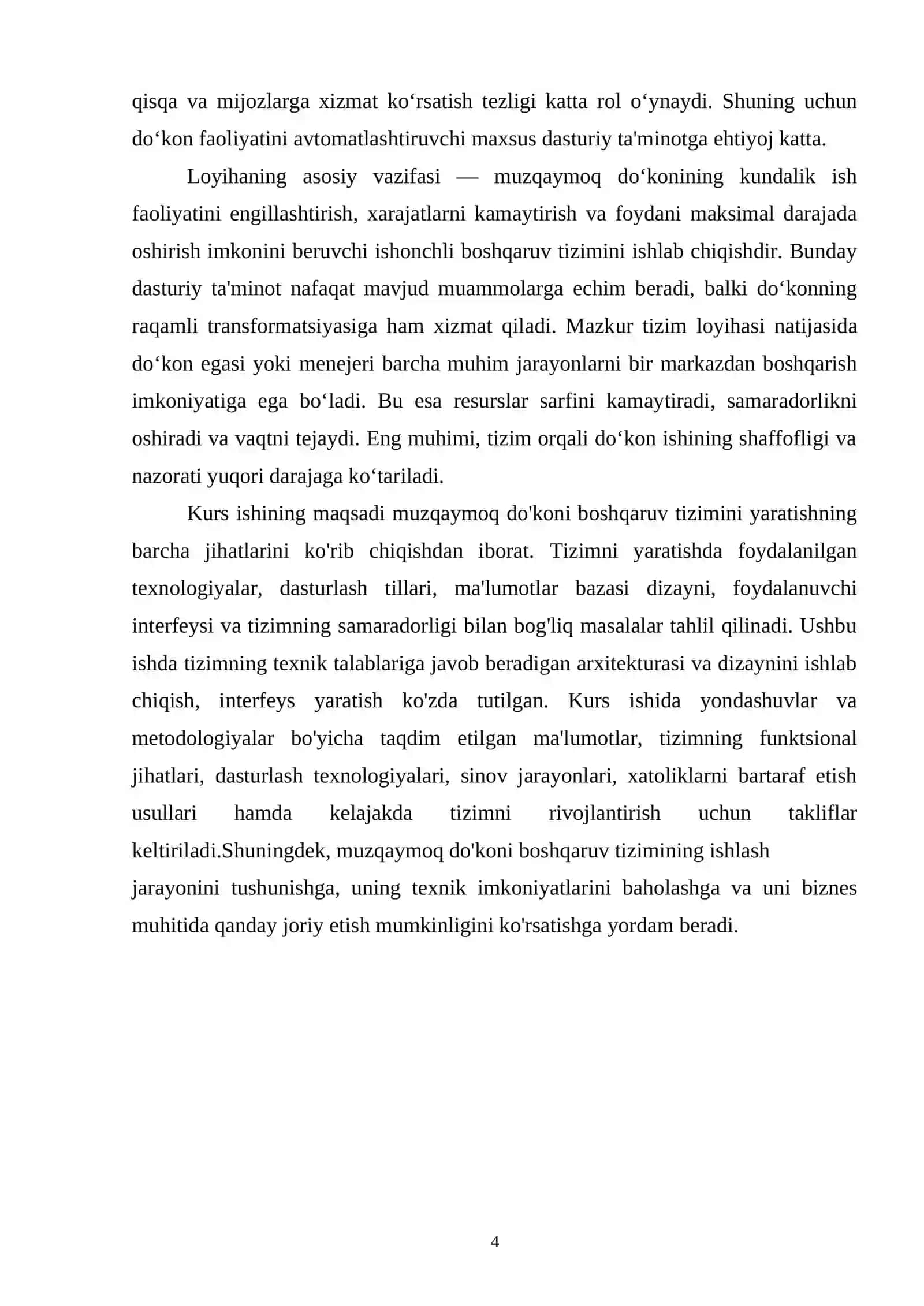 MUZQAYMOQ DO’KONI BOSHQARUV TIZIMINI YARATISH 4