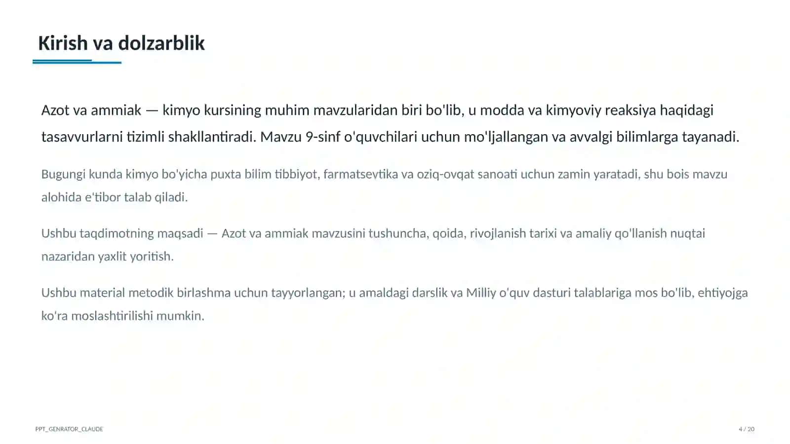 Azot va ammiak (9- sinf) 4