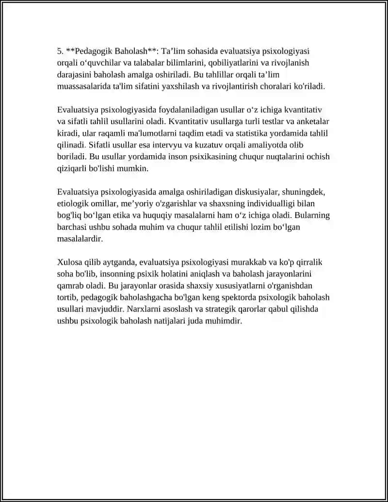 MUSTAQIL ISH Mavzu: EVALUTSIYON PSIXOLOGIYAGA KIRISH 4