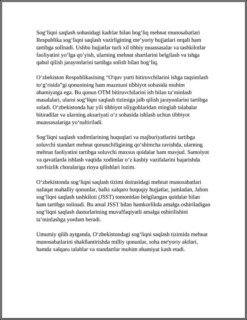 SOG‘LIQNI SAQLASH TIZIMIDA MEHNAT MUNOSABATLARI TARKIBI VA O‘ZGARISHI TENDENTSIYALARI 4
