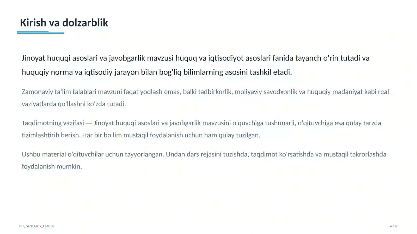 Jinoyat huquqi asoslari va javobgarlik (10-sinf) 4