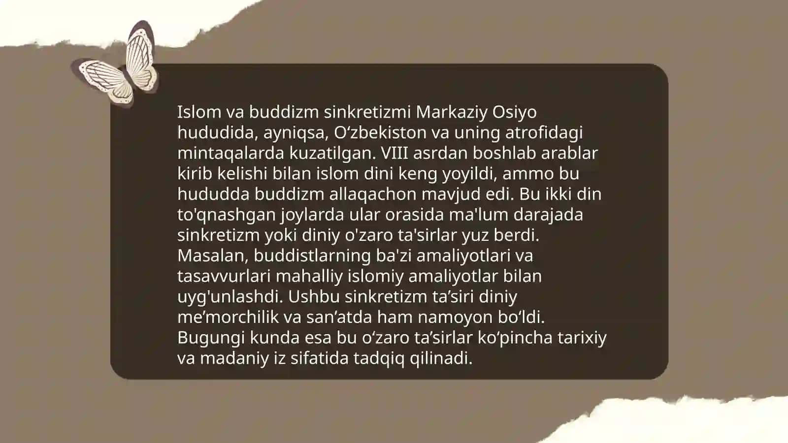 Islom va bowqa diniy aqidalar sinkretlashi va natijasida shakllangan diniy ta'limot 4