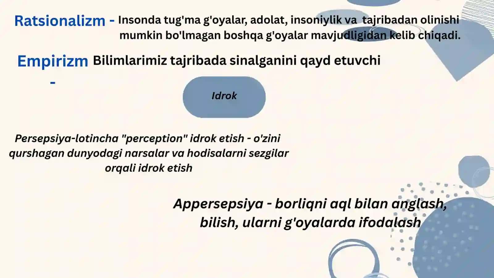 Bilish nazariyasining asosiy muammolari va yo'nalishlari 4