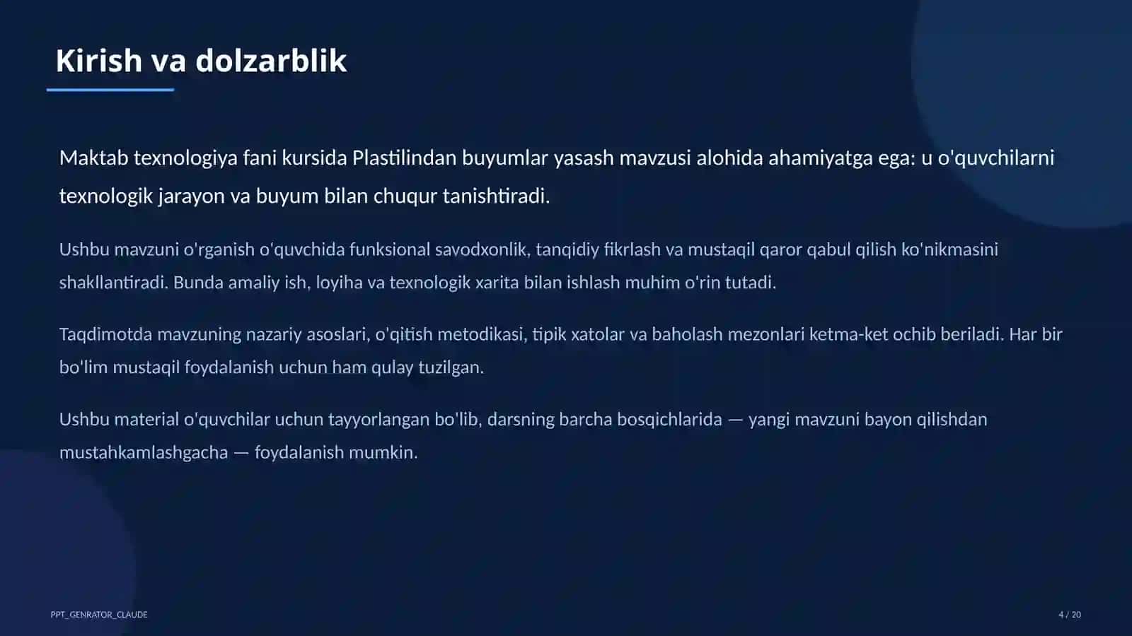Plastilindan buyumlar yasash (1-sinf) 4