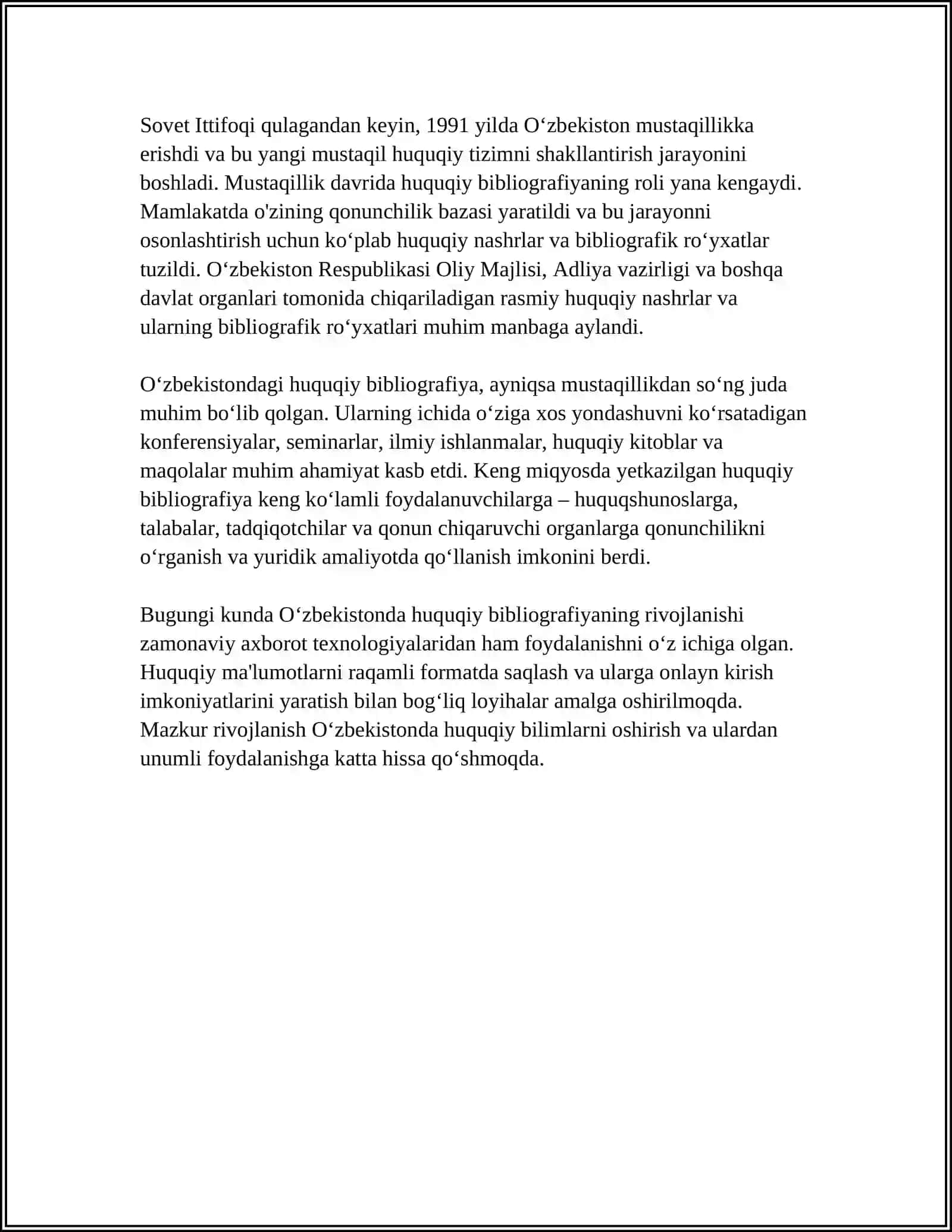 O'zbekistondagi Huquqiy Bibliografiya: Tarix va Rivojlanish 4