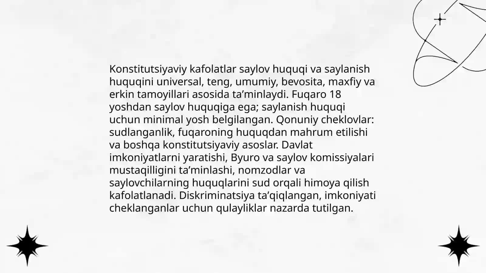 Saylov huquqining konstitutsiyaviy asoslari va tizimi 4
