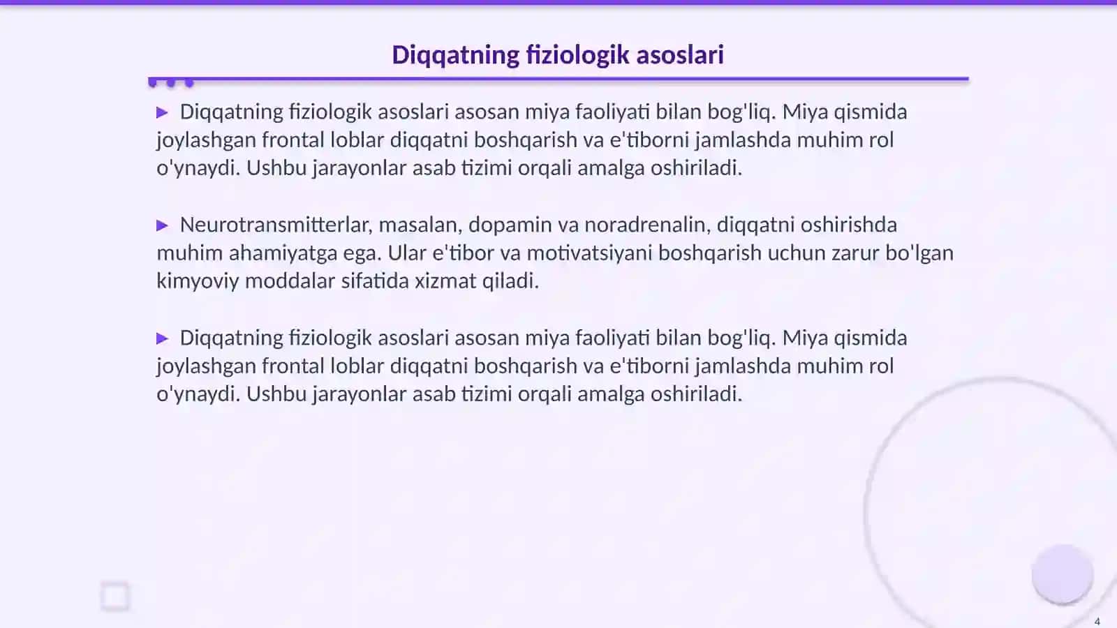 Diqqat haqida tushuncha va uning fiziologik asoslari 4