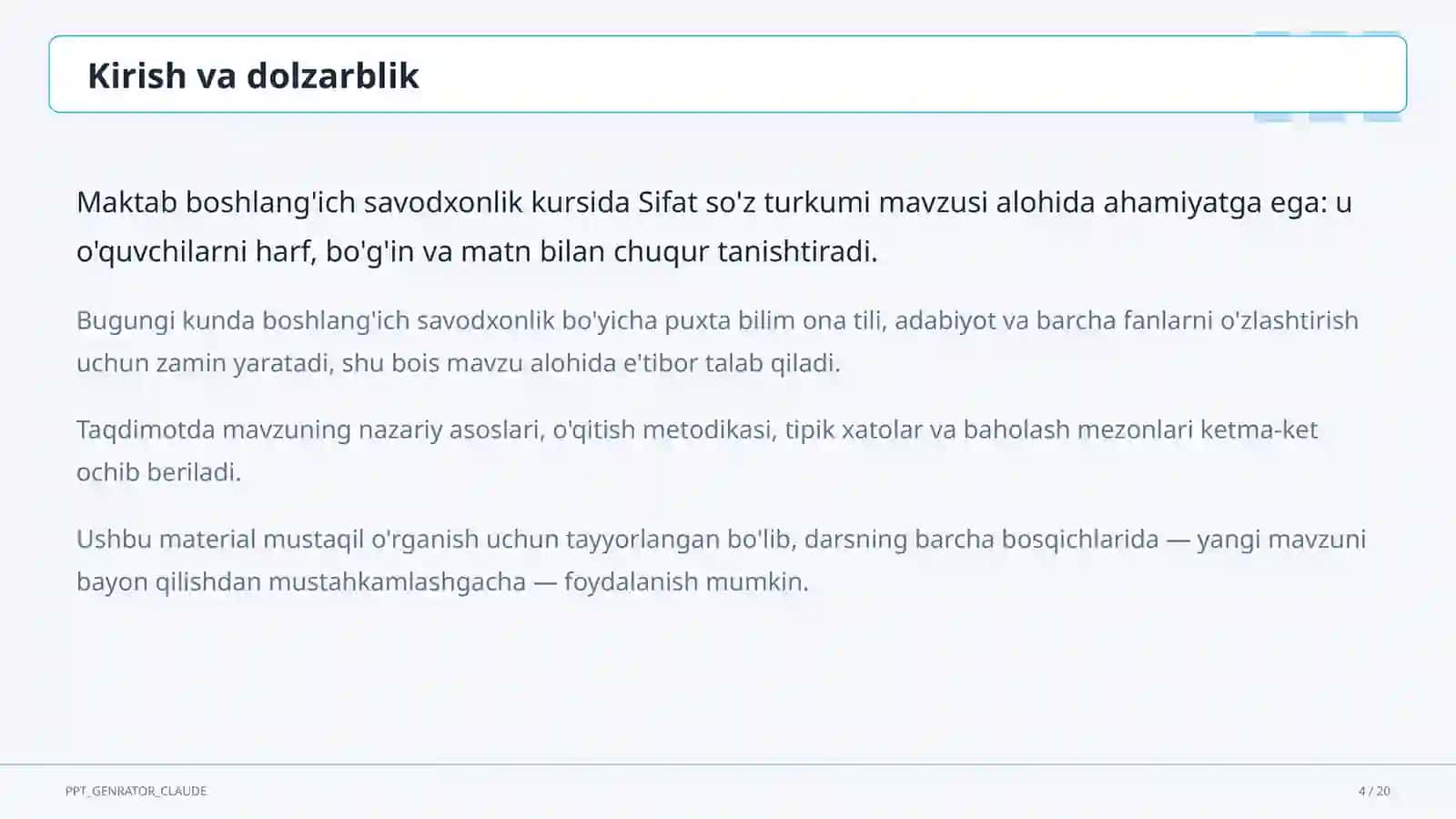 Sifat so'z turkumi (3-sinf) 4