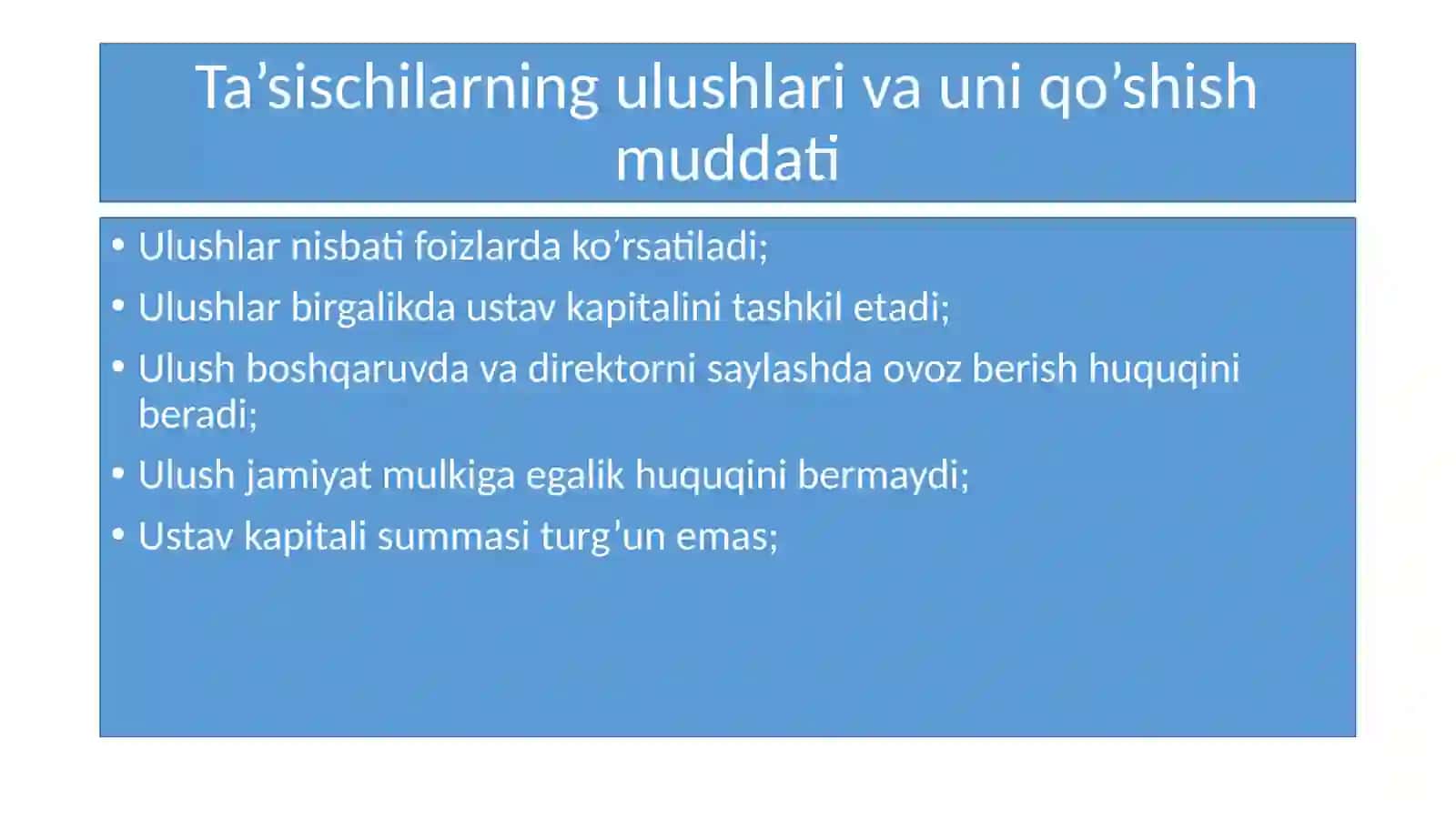 Kompaniyaning ta'sish hujjatlarining ta'sirini tahlil qilish 4