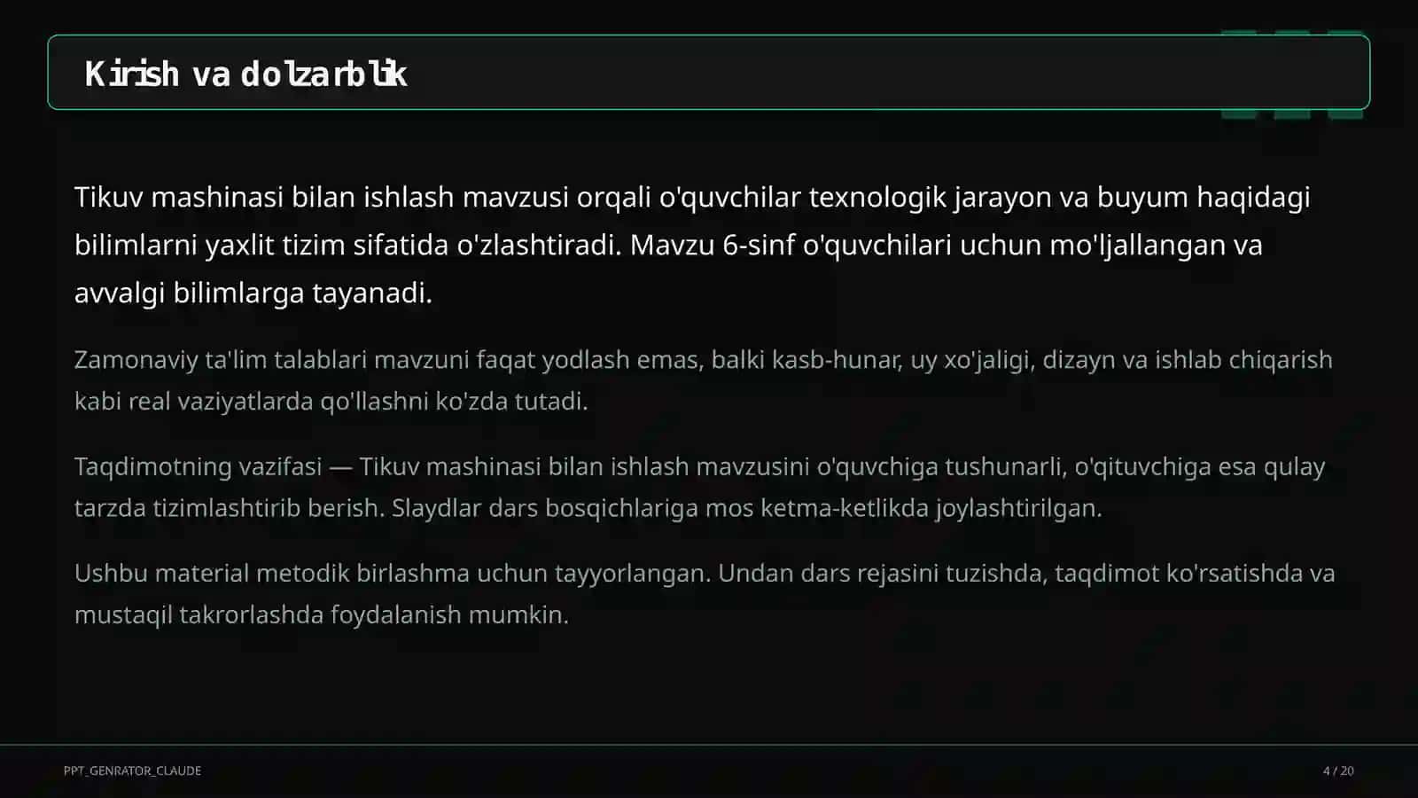 Tikuv mashinasi bilan ishlash (6-sinf) 4