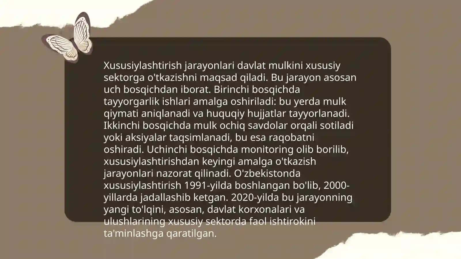 Xususiylashtirish siyosati va uning iqtisodiyotdagi o‘rni 4