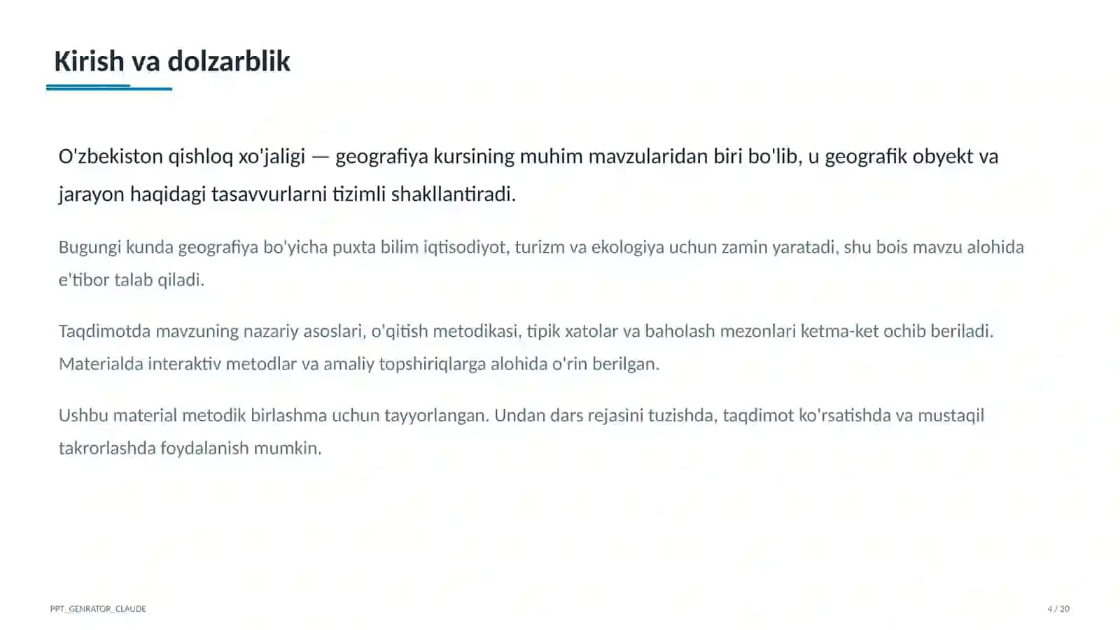 O'zbekiston Qishloq Xo'jaligi (9-sinf) 4