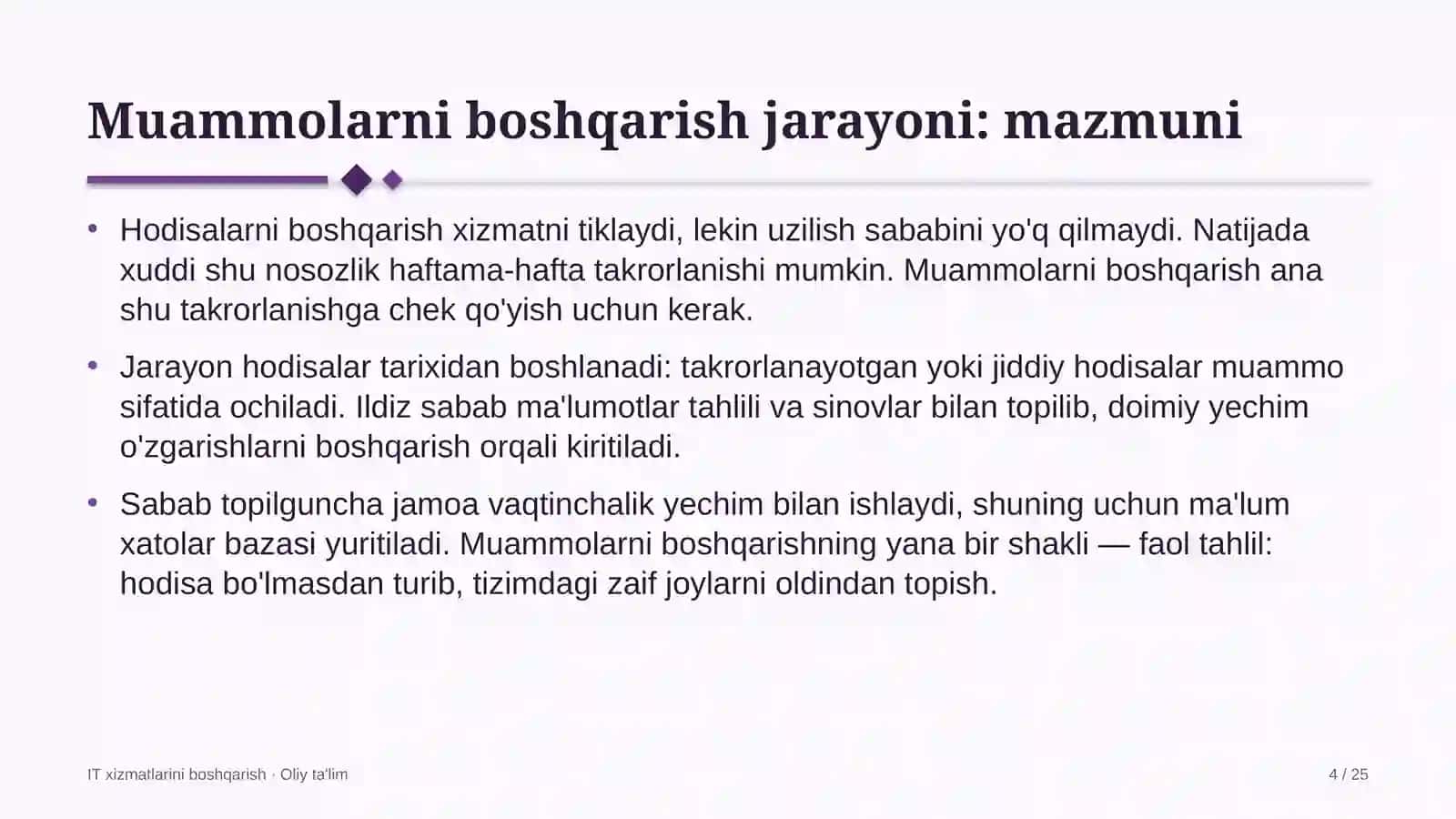 Kuryerlik xizmatida muammolarni boshqarish jarayonini joriy etish 4