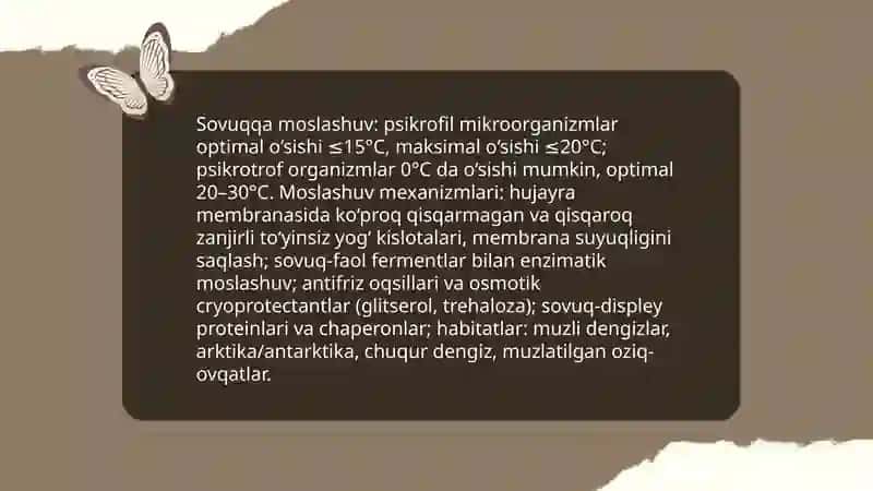 Mikroorganizmlarning muhitga moslashuvi 4