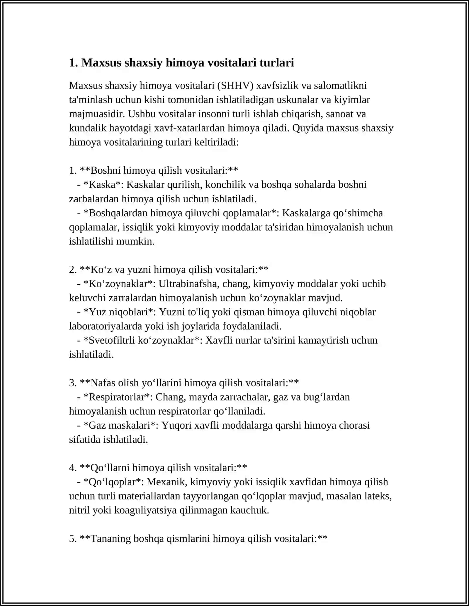 Maxsus shaxsiy himoya vositalari turlari 4