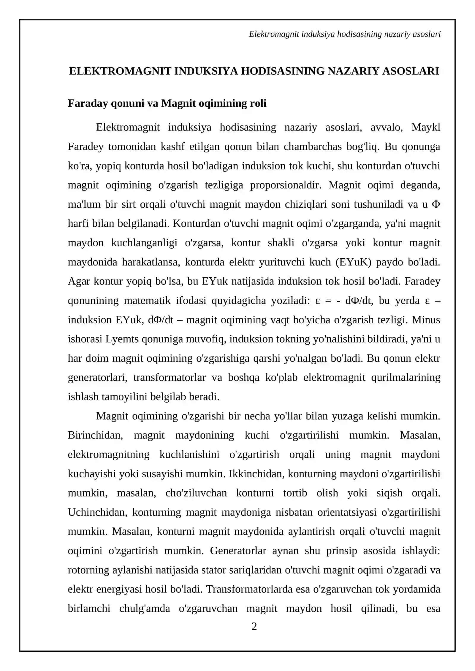 Elektromagnit induksiya. O'zinduksiya. O'zaro induksiya 4