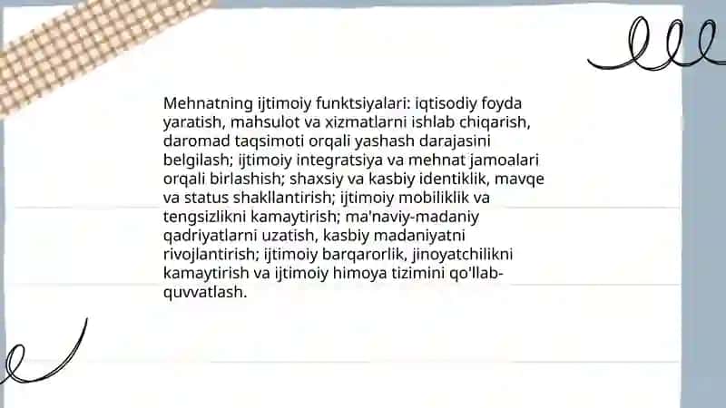 Mehnatning ijtimoiy va uning asosiy xarakteristikasi 4