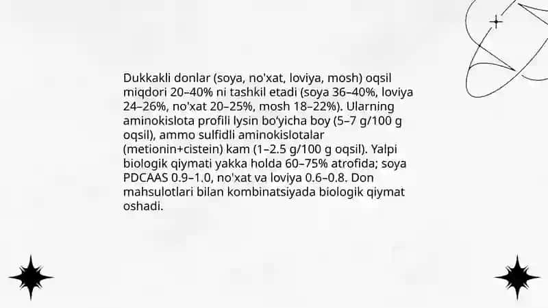 Dukkakli donli ozuqalarning protein,vitamin va mineralli tòyimliligi 4