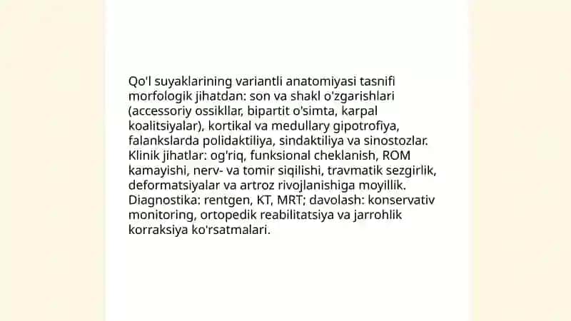 Qo'l suyaklarining variantli anatomiyasi rivojlanish nuqsonlari qo'l suyaklarining rivojlanishiga ichki va tashki faktorlarning tasiri 4