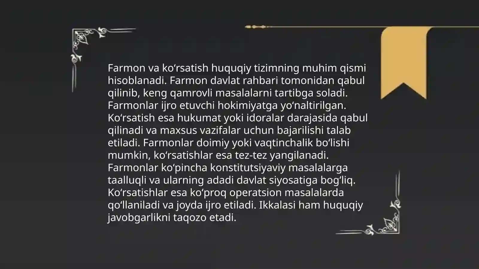 Farmon va koʻrsatish t haqida tushuncha 4