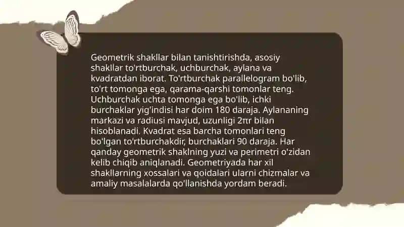 Elementar matematik tasavvurlarni rivojlantirishga oid ishlarni rivojlantirish 4