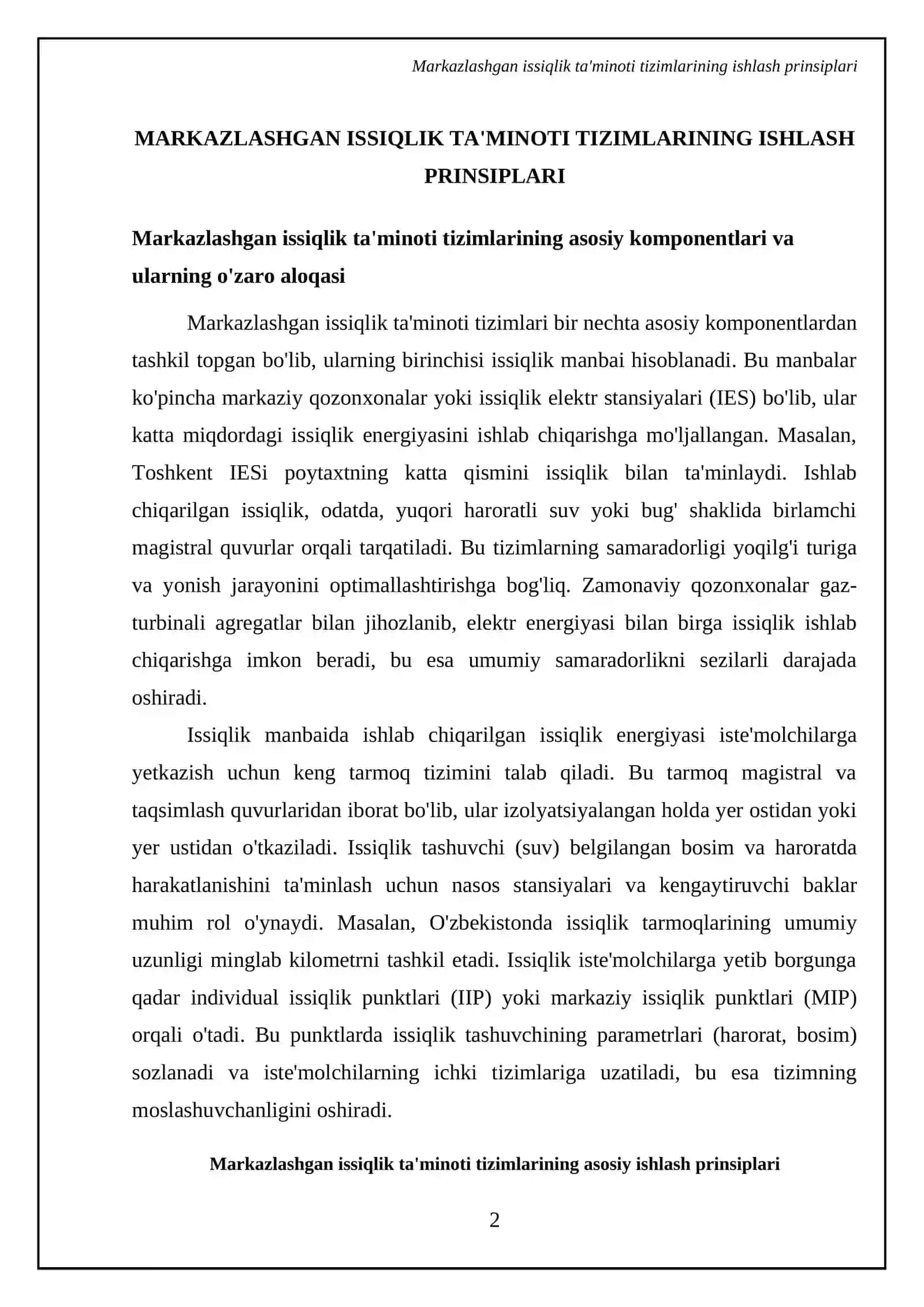 Issiqlik ta'minoti tizimlarida narx belgilash va xizmat ko'rsatish standartlari 4