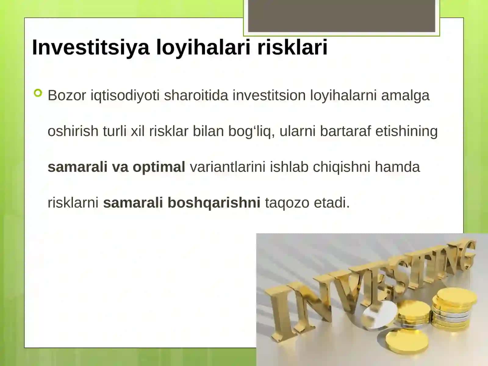 Investitsiya Loyihasi Risklarini Boshqarish 4