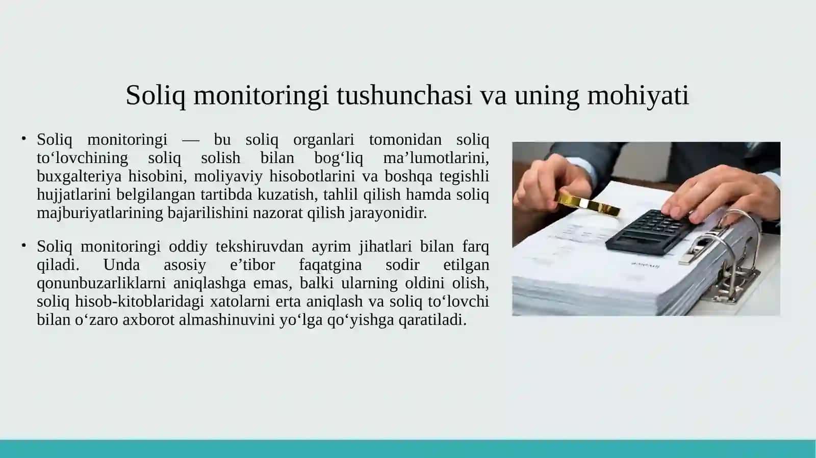 Soliq monitoringini tashkil etish va o'tkazish tartibi, uning maqsadi va vazifalari 4