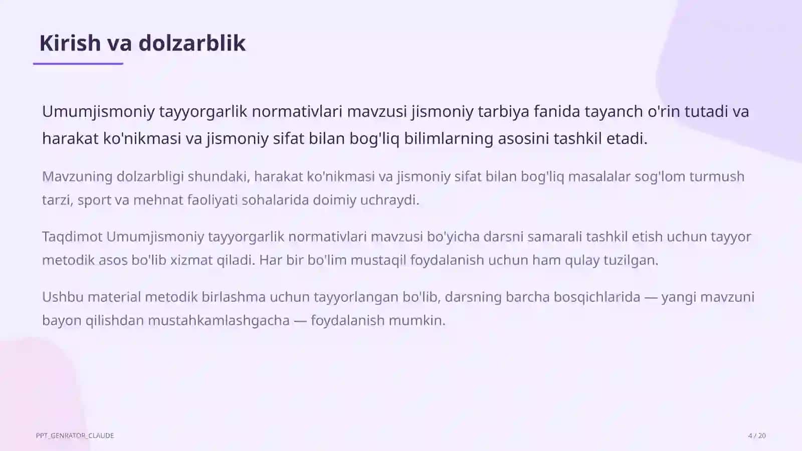 Umumjismoniy tayyorgarlik normativlari (10-sinf) 4