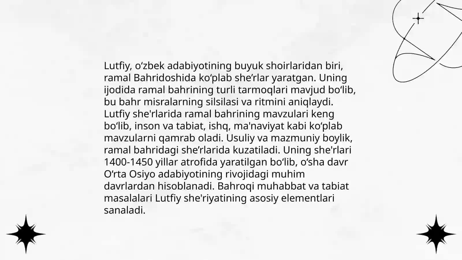 Ramal bahrning muqaddas vaznlari(Lutfiy she'rlari asosida) 4
