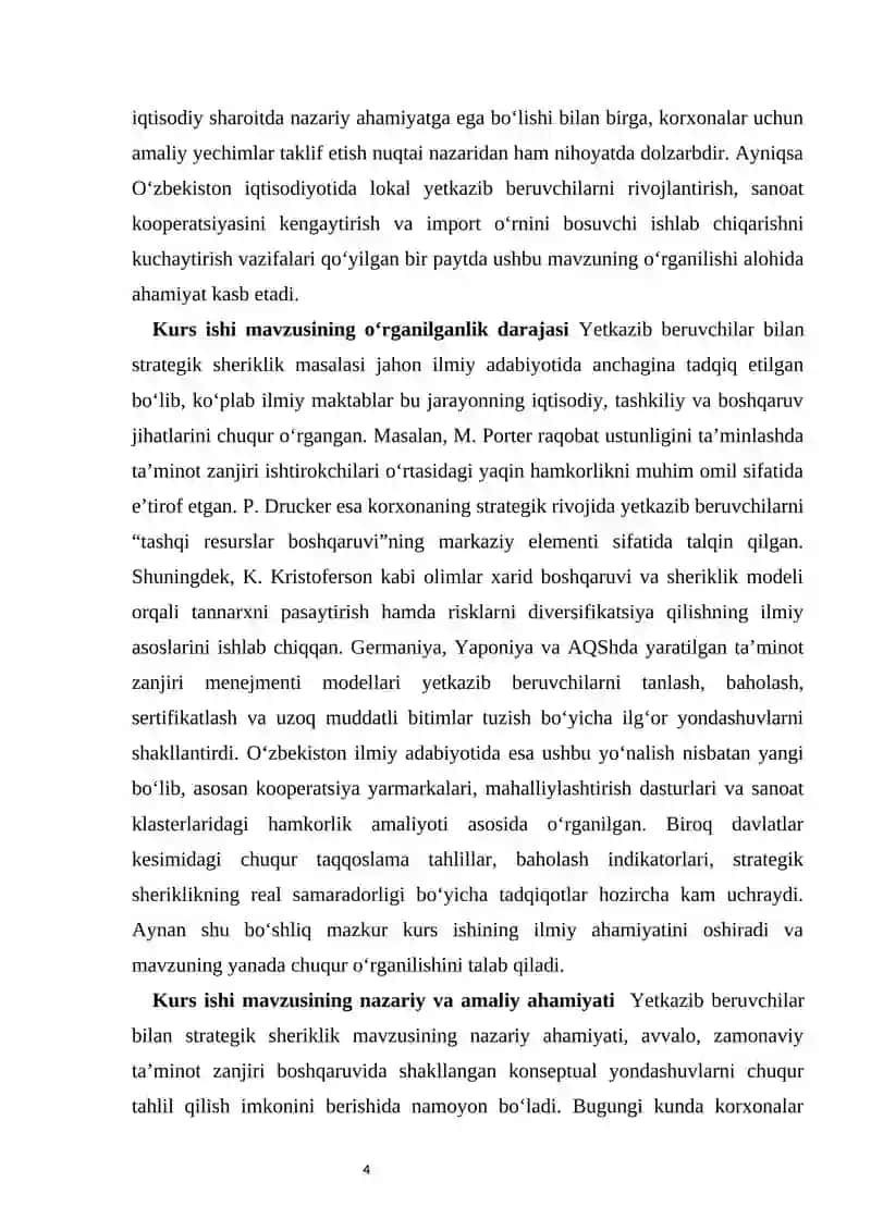 Yetkazib beruvchilar bilan hamkorlik  Strategik sheriklik 4