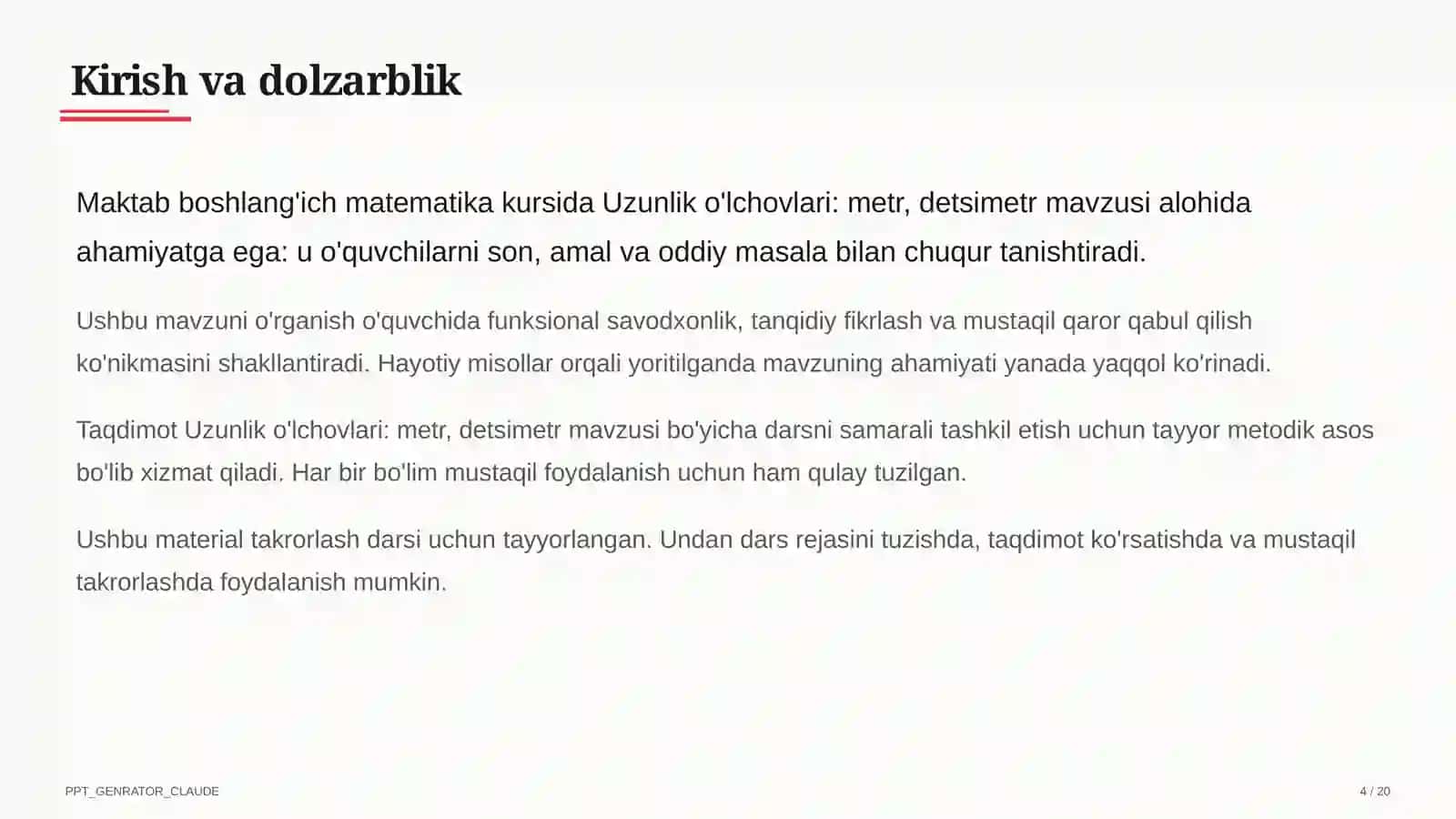 Takrorlash darslari "Matematika" uchun 4