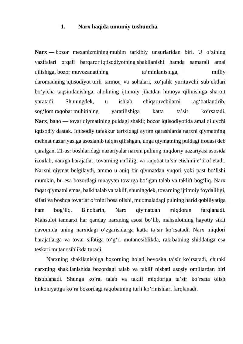 Narx haqida umumiy tushuncha 4
