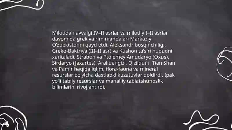 O'zbekistonni tabiiy geografik o'rganish tarixi boshqichlari va ularga qisqacha tasnif 4