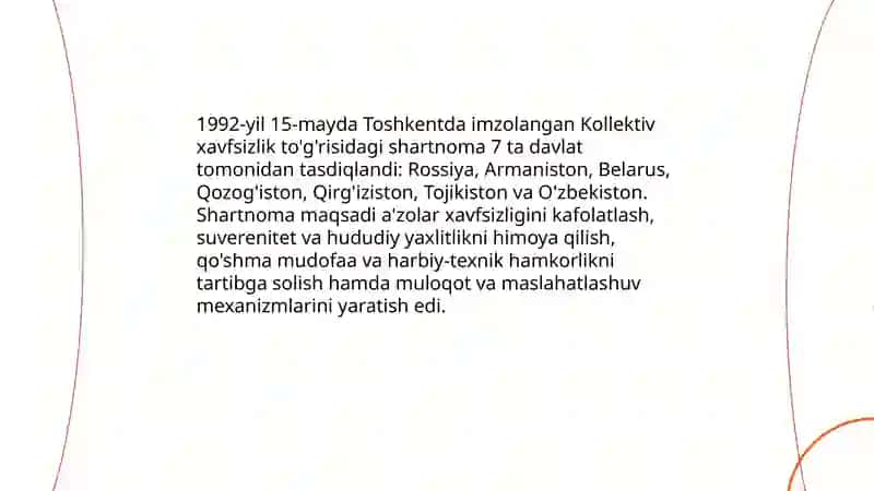 Kollektiv xavfsizlik shartnomasi tashkiloti (KXSHT)ning tashkil topishi va uning rivojlanishi 4