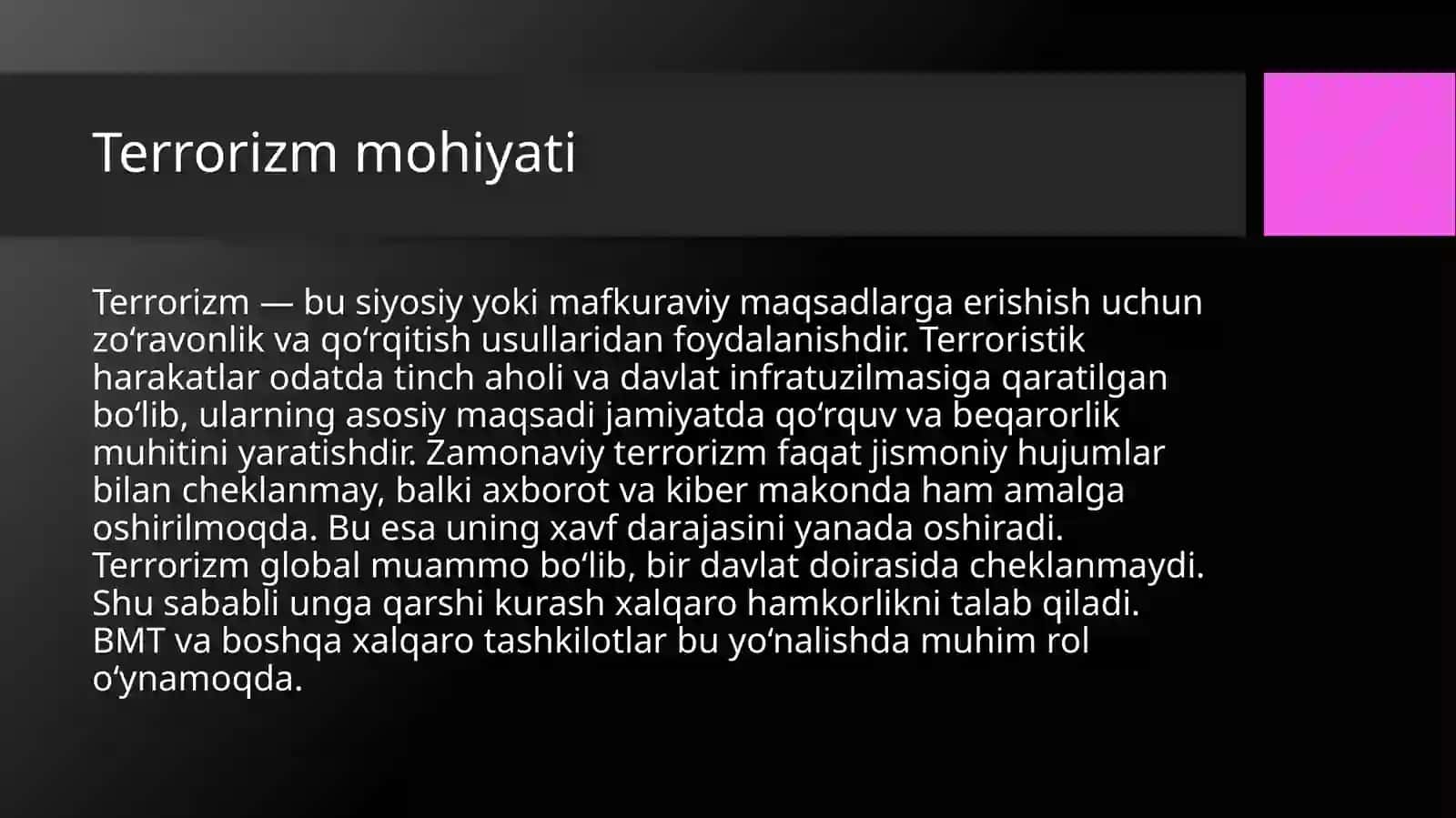 Ekstremizm va terrorizm jamiyat barqarorligiga tahdid 4