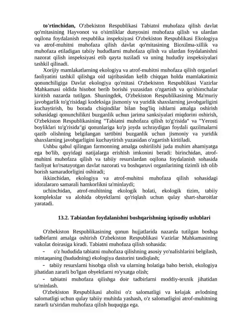 ATROF-MUHITNI MUHOFAZA QILISH, TABIIY RESURSLARDAN OQILONA FOYDALANISH 4