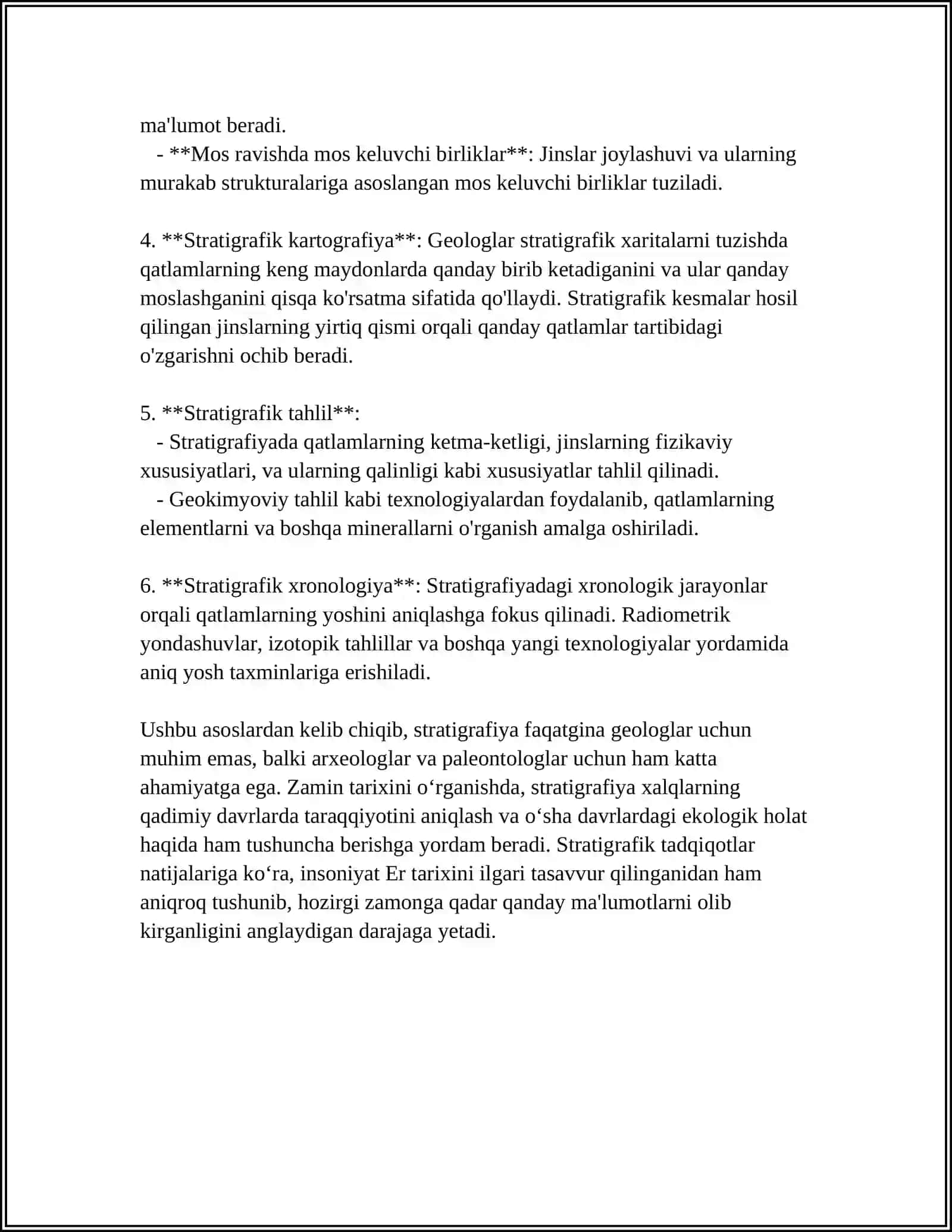 STRATIGRAFIK BO'LIMLARNI O'RGANISH VA ULARNING GEOLOGIK VAQTGA MUVOFIQLIGINI ANIQLASH 4