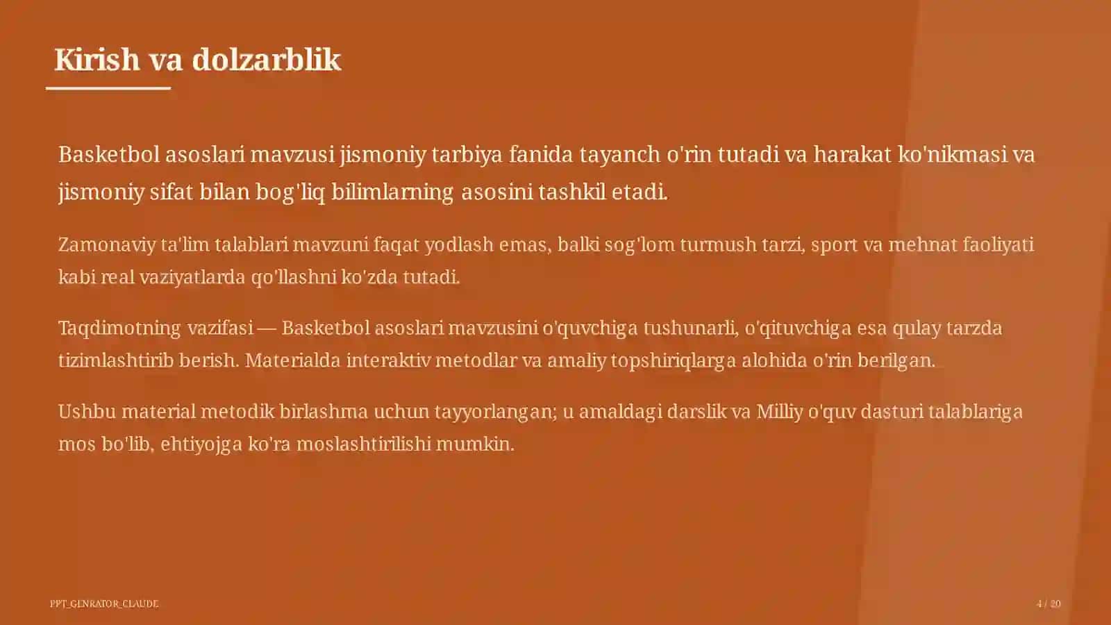 Basketbol asoslari (5-sinf) 4
